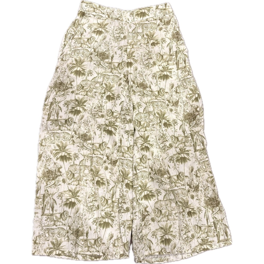 ♾️Rachel Zoe 100% Linen Wide Leg Pants Small Jungle Toile Tiger Print Resort♾️ - Picture 3 of 8
